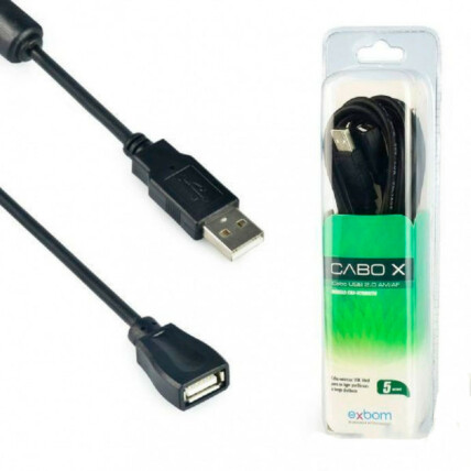 Cabo Extensor Usb AM AF Com Filtro 5 Metros no Blister Exbom - CBX-U2AMAF50
