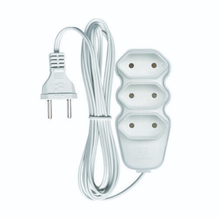Extensão Elétrica Paralelo 3 Tomadas Bivolt 10A 1,50 Metros - Branca Megatron - 93