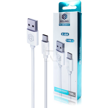 Cabo Type-C para Celular 2.4A com 1 Metro RELING - RE-CBO-6002-C Reling