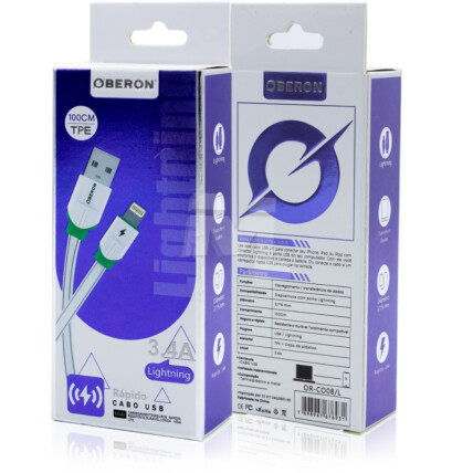 Cabo Carregador Lightning IOS x Usb 1 Metro para Celular OBERON - OR-CO08/L