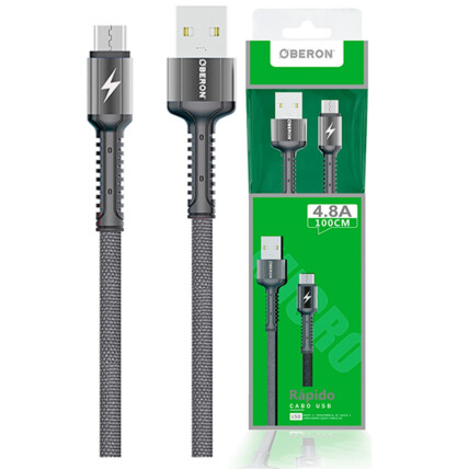 Cabo Carregador V8 x USB 2 Metros para Celular OBERON - OR-CO04/M2