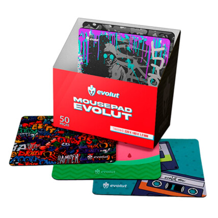 Mouse Pad Gamer Pequeno 220x180x1,2mm Caixa Expositora com 50 Unidades EVOLUT - EG400
