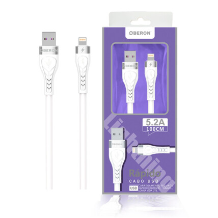 Cabo Carregador Lightning IOS x USB 1 Metro para Celular OBERON - OR-CO01/L1