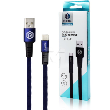 Cabo Type-C para Celular 2.4A com 1 Metro RELING - RE-CBO-6004-C Reling