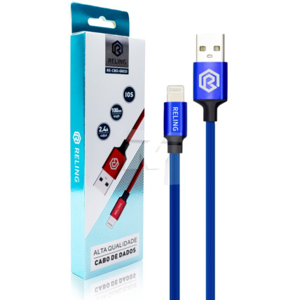 Cabo Lightning para IOS 2.4A com 1 Metro RELING - RE-CBO-6003-I Reling