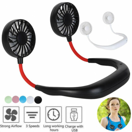 Mini Ventilador de Pescoço Duplo com Aromatizador EXBOM - V2