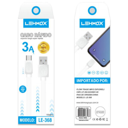 Cabo V8 para Carregamento Rápido com 1 Metro Usb 3.1A - LE-368