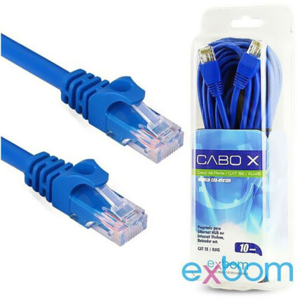 Cabo de Rede 10 Metros Rj45 Cat5 e Azul no Blister EXBOM - CBX-N5C100