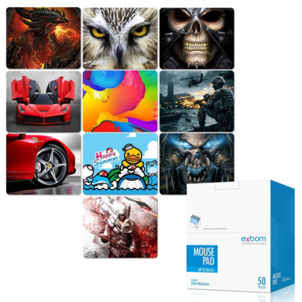 Caixa de Mouse Pad Expositora Com 50 Peças e 6 Modelos Exbom - MP-2218A