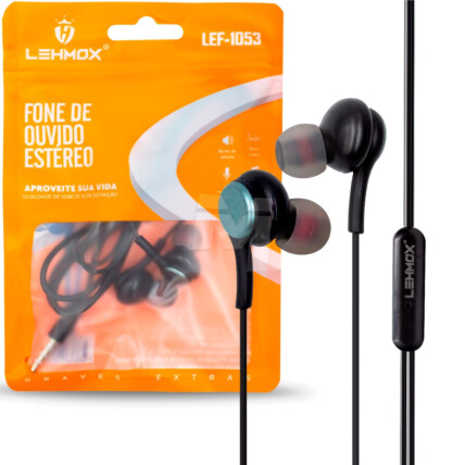 Fone de Ouvido Estéreo com Microfone LEHMOX - LEF-1053
