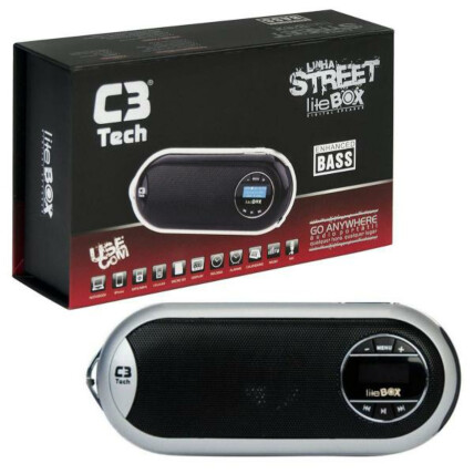 Caixa de Som Speaker 2.0 Portátil Com LCD/FM/MSD/BAT C3tech - ST-180 PRATA