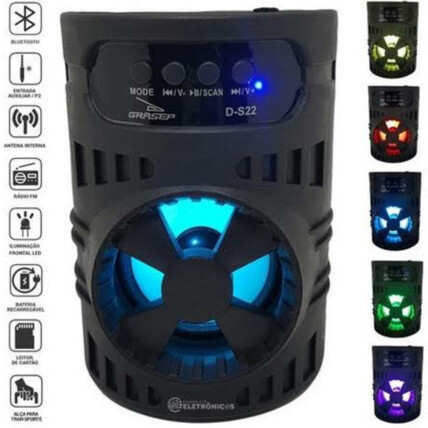 Caixa de Som Bluetooth Usb Portátil 12x12x16cm Grasep - D-S22