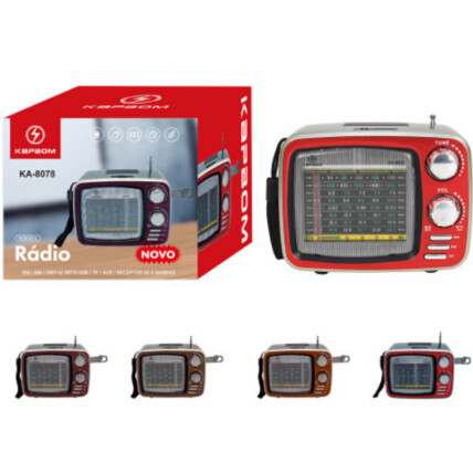 Caixa de som Retro Bluetooth Rádio Portátil FM / Usb / TF / Aux - KA-8078