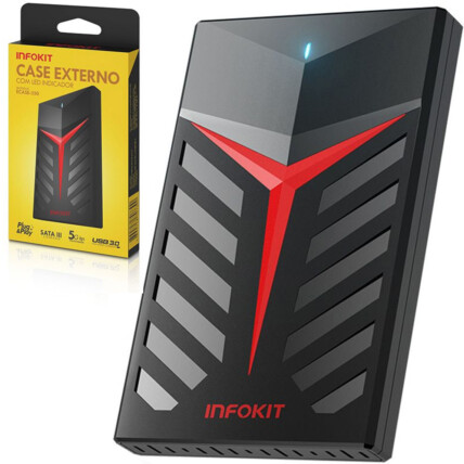 Case para HD Gamer 2.5 Sata II Usb 3.0 Fast 5 Gbps UASP 3TB INFOKIT - ECASE-350