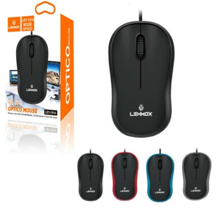 Mouse Óptico Básico Escritório com fio Lehmox LEY-1514