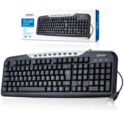 Teclado Multimídia USB ABNT Padrão Brasileiro Exbom - BK-146M