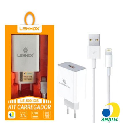 Carregador de Celular 3.1A Usb com Cabo Lightning LEHMOX - LE-509 IOS