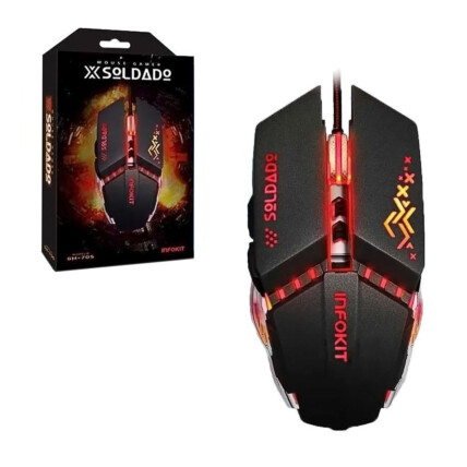Mouse Gamer Usb com Iluminaçao Led RGB 2400 Dpi Infokit - GM-705