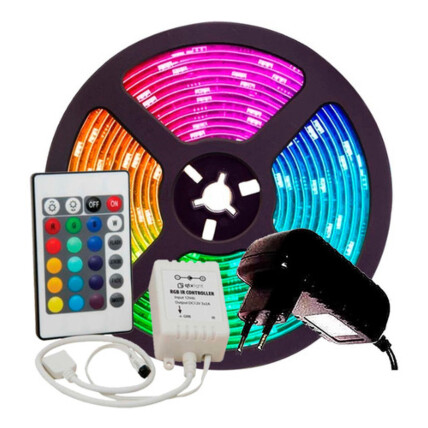 Fita Led 5050 RGB 6 Cores 5 Metros com Fonte de Alimentação Kapbom - KAP-5050RGB