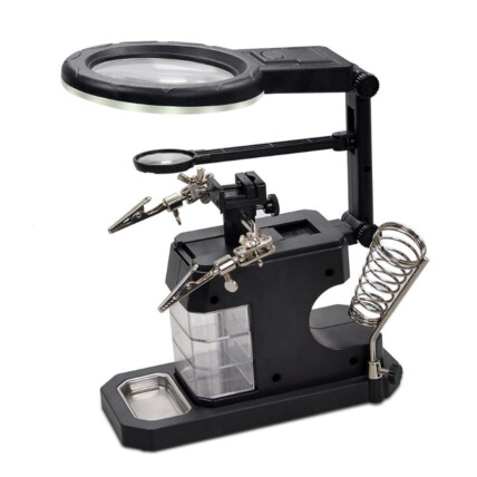 Lupa Terceira Mão Com Suporte e Iluminação de Led para Aplicação de Solda Exbom - KLTE-803