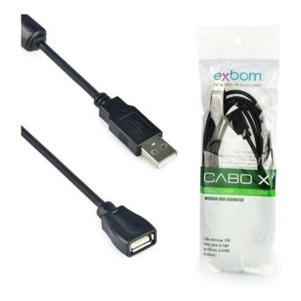 Cabo Extensor USB 2.0 Macho para USB Fêmea 2 Metros EXBOM - CBX-U2AMAF20/01969