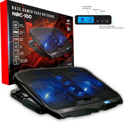 Base Gamer C3tech para Notebook 17.3' Led Azul 4 Coolers - NBC-100BK