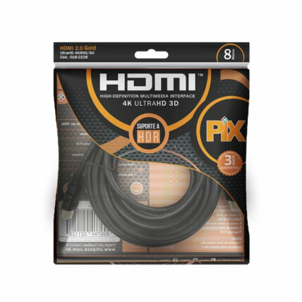 Cabo Hdmi Gold 2.0 4K Hdr 19P 8 Metros Chipsce - 018-2228