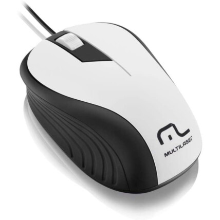 Mouse Óptico Emborrachado Branco com Fio Usb 1200dpi Multilaser - MO224