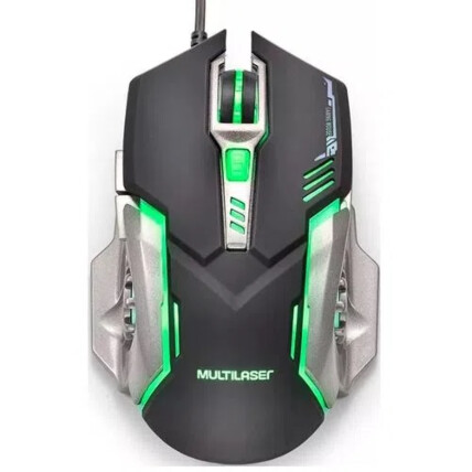 Mouse Gamer 2400dpi 6 Botões Usb Led Grafite/Preto Multilaser - MO269