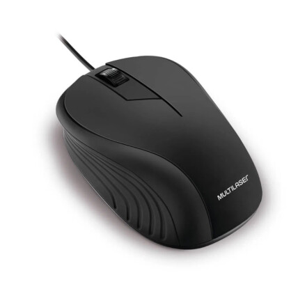 Mouse Óptico Emborrachado Preto com Fio Usb 1200dpi Multilaser - MO222