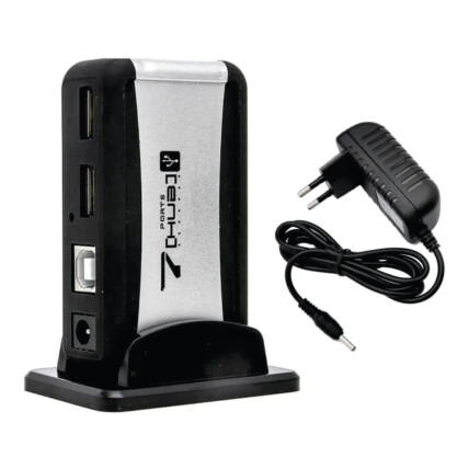 Hub USB 2.0 com 7 portas 480 Mbps com Fonte - LEY-88
