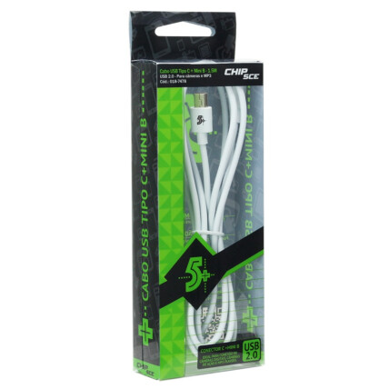 Cabo Tipo C 2.0 + Mini Usb - 1.5 Metros Branco - 018-7478