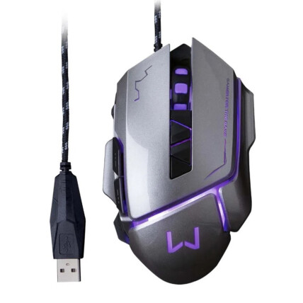 Mouse Gamer Usb Led Warrior Ivor 3200 dpi com 7 Botões - Grafite Multilaser - MO262