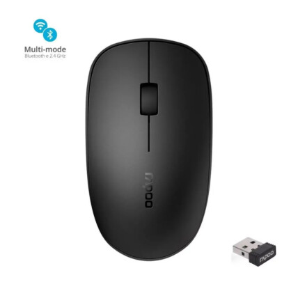 Mouse Sem Fio Bluetooth + 2.4Ghz 1300 dpi Preto Rapoo M200 - RA011
