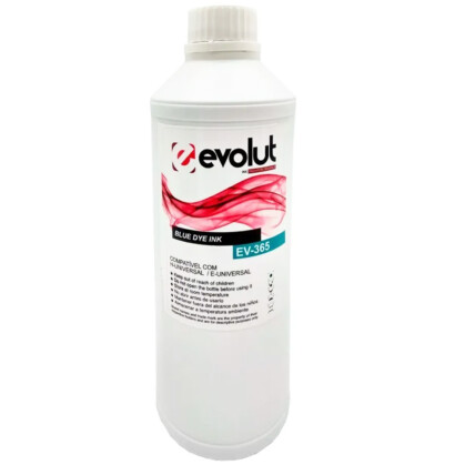 Refil Tinta Universal Ciano para HP/Epson Garrafa 1 Litro EVOLUT - EV365 1L CIANO
