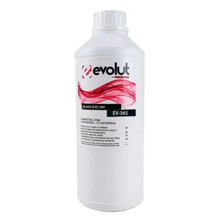 Refil Tinta Universal Preta para HP/Epson Garrafa 1 Litro EVOLUT - EV365 1L PRETA