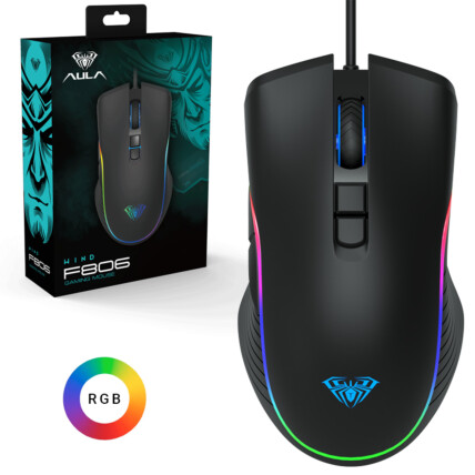 Mouse Gamer Profissional 2400dpi 7 Botões Rgb Led Com Fio Aula - F806