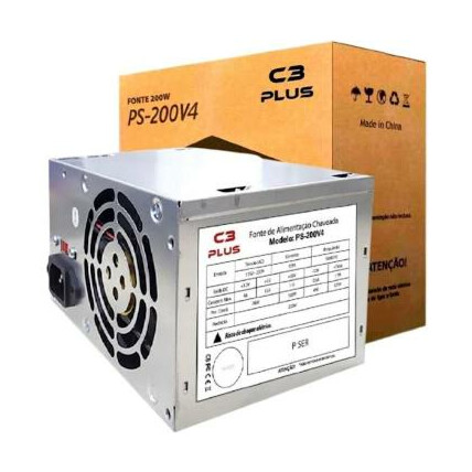 Fonte ATX 200W Bivolt sem Cabo C3Tech - PS-200V4 