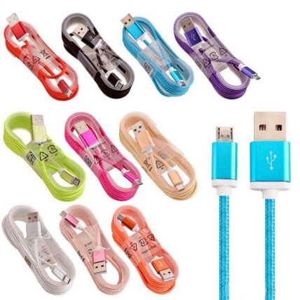 Cabo V8 Usb Colorido Nylon 1,3 Metros - KAP-303-V8