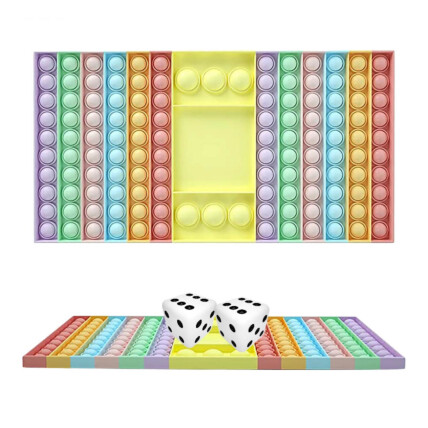 Brinquedo Pop Fidget Anti Stress Tabuleiro Xadrez Colorido Com 2 Dados - 03849