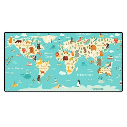 Mousepad Speed Gamer Extra Grande Mapa Mundi Animais 700x350x3mm 03855 - MP7035C35