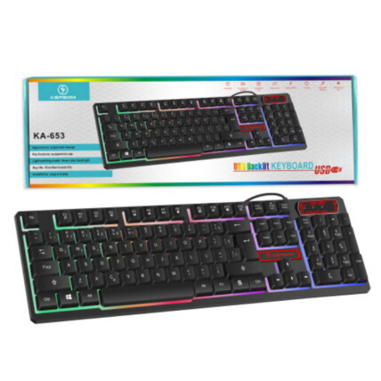 Teclado Com fio Usb Padrão ABNT2 Iluminado Led RGB - KA-653