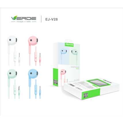 Fone de Ouvido Com Microfone P2 3,5mm Extra Bass Macaron Verde - EJ-V28