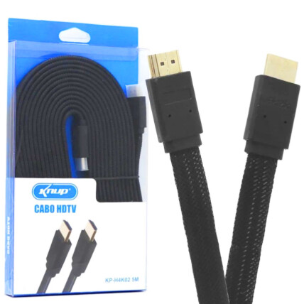Cabo Hdmi Achatado 5 Metros com Malha Knup - Kp-H4K02 5M