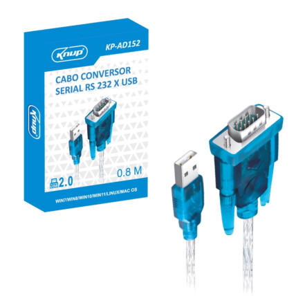 Cabo Conversor Serial RS232 x Usb 2.0 KNUP - KP-AD152