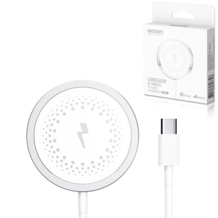 Carregador QI por Indução Magnética para IOS sem Fio 15W Type-C 04103 EXBOM - TQI-F20TC