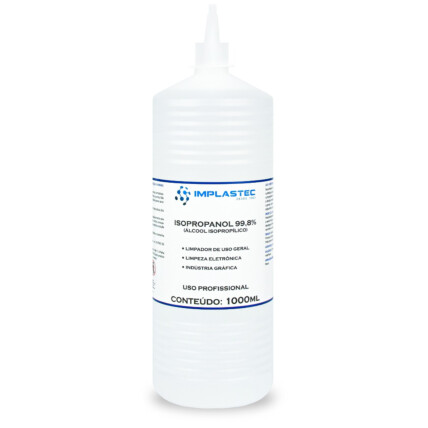 Álcool Isopropílico 99,8% para Limpeza Eletrônica 1 Litro com Bico Implastec - FR_1000ML