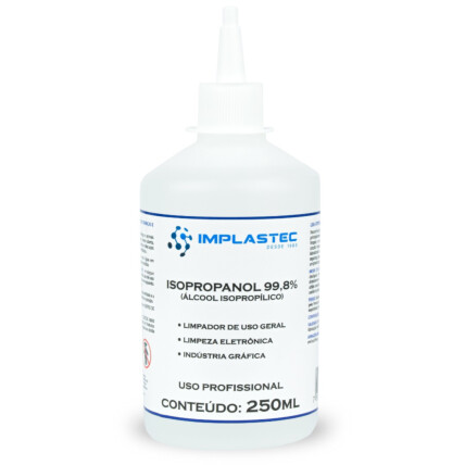 Álcool Isopropílico 99,8% para Limpeza Eletrônica 250ml com Bico Implastec - FR_250ML