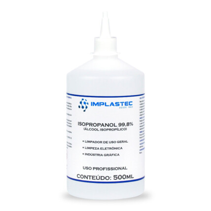 Álcool Isopropílico 99,8% para Limpeza Eletrônica 500ml com Bico Implastec - FR_500ML