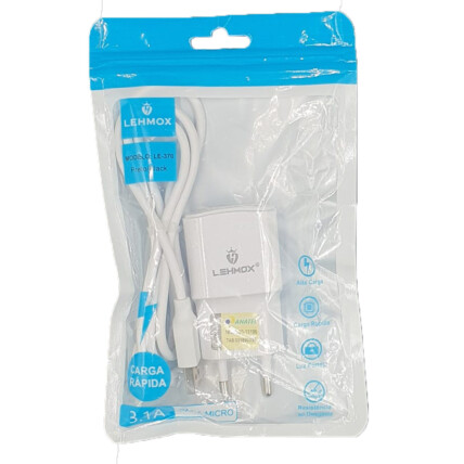 Carregador de Celular 3.1A Usb + Cabo V8 Lehmox - LE-370